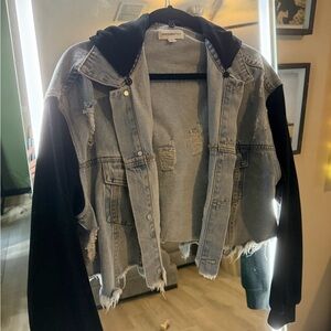 Frayed Denim Cropped Jacket